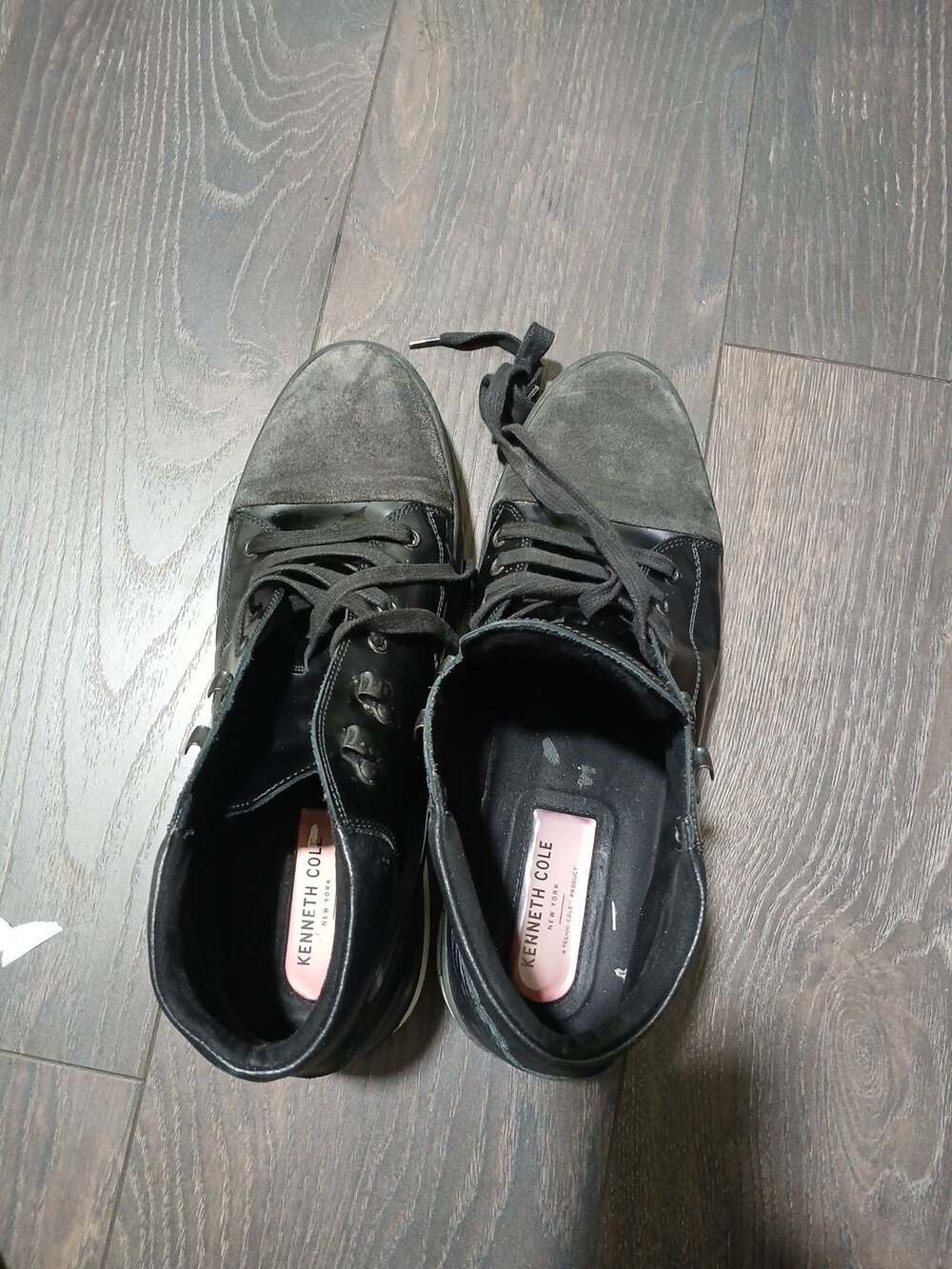 Kenneth Cole New York Black Leather and Suede High Top Sneakers